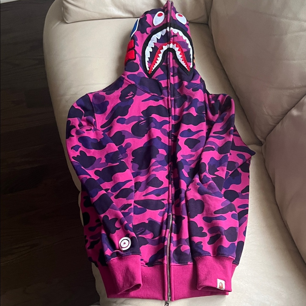 Bape Purple Pink Shark Hoodie Sweatshirt
